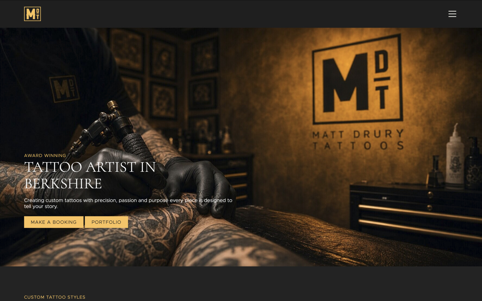 Matt Drury tattooist web design 3