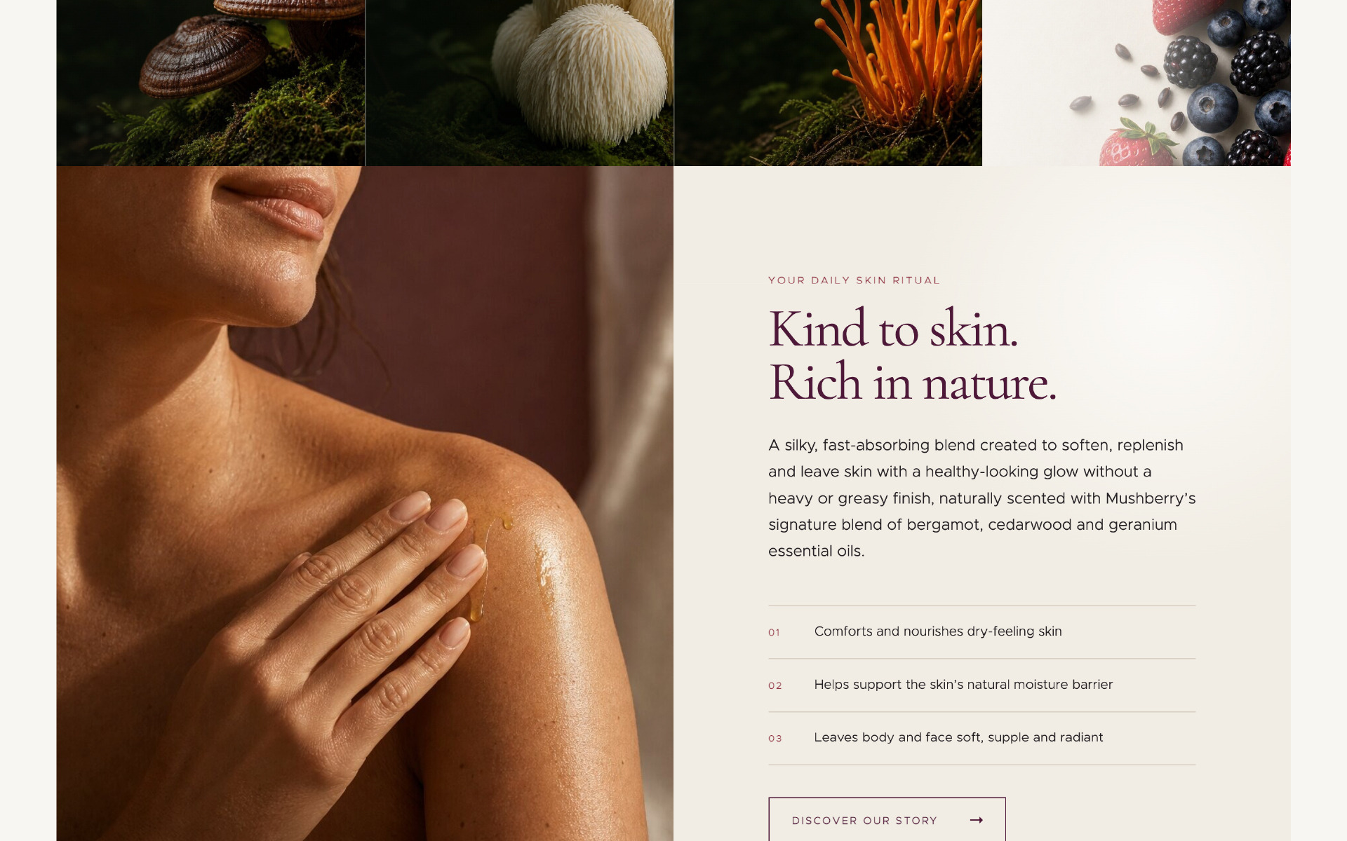 Mushberry skincare web design ross on wye herefordshire 3